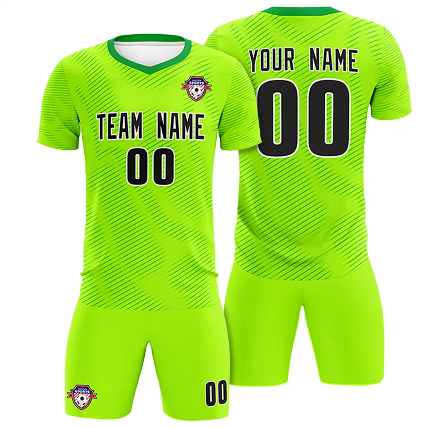 Custom Neon Green Kelly Green Training Uniform For Men Soccer Sets Jersey