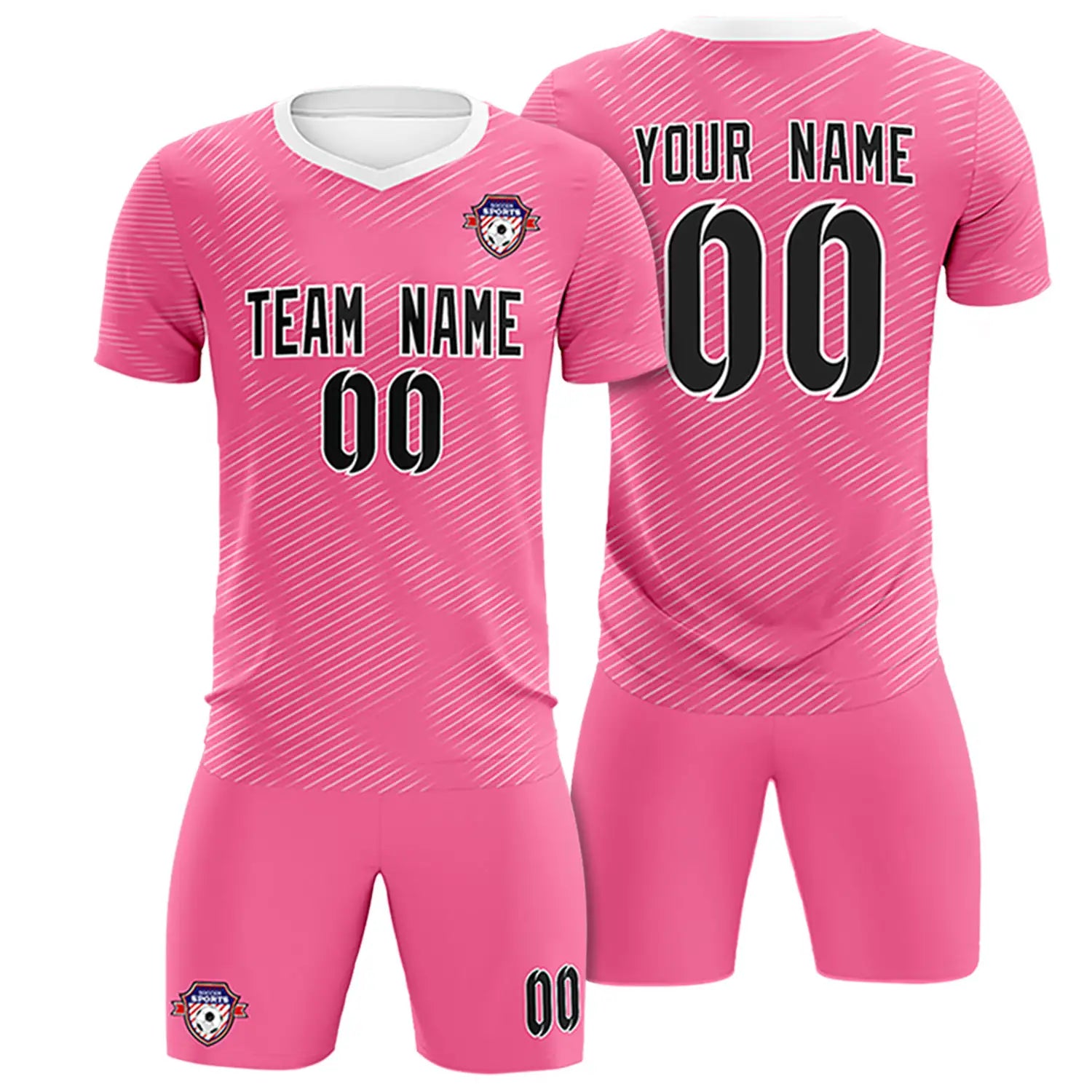 Custom Pink White Training Uniform For Men Soccer Sets Jersey