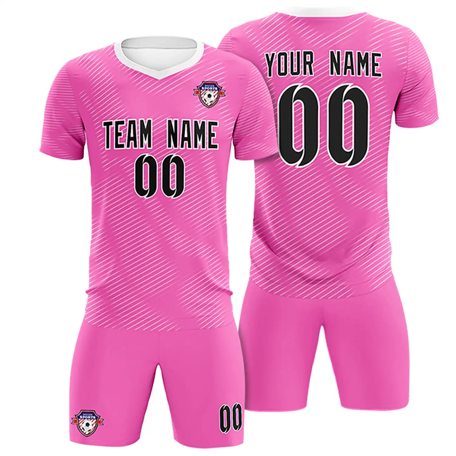 Custom Pink White Training Uniform For Men Soccer Sets Jersey