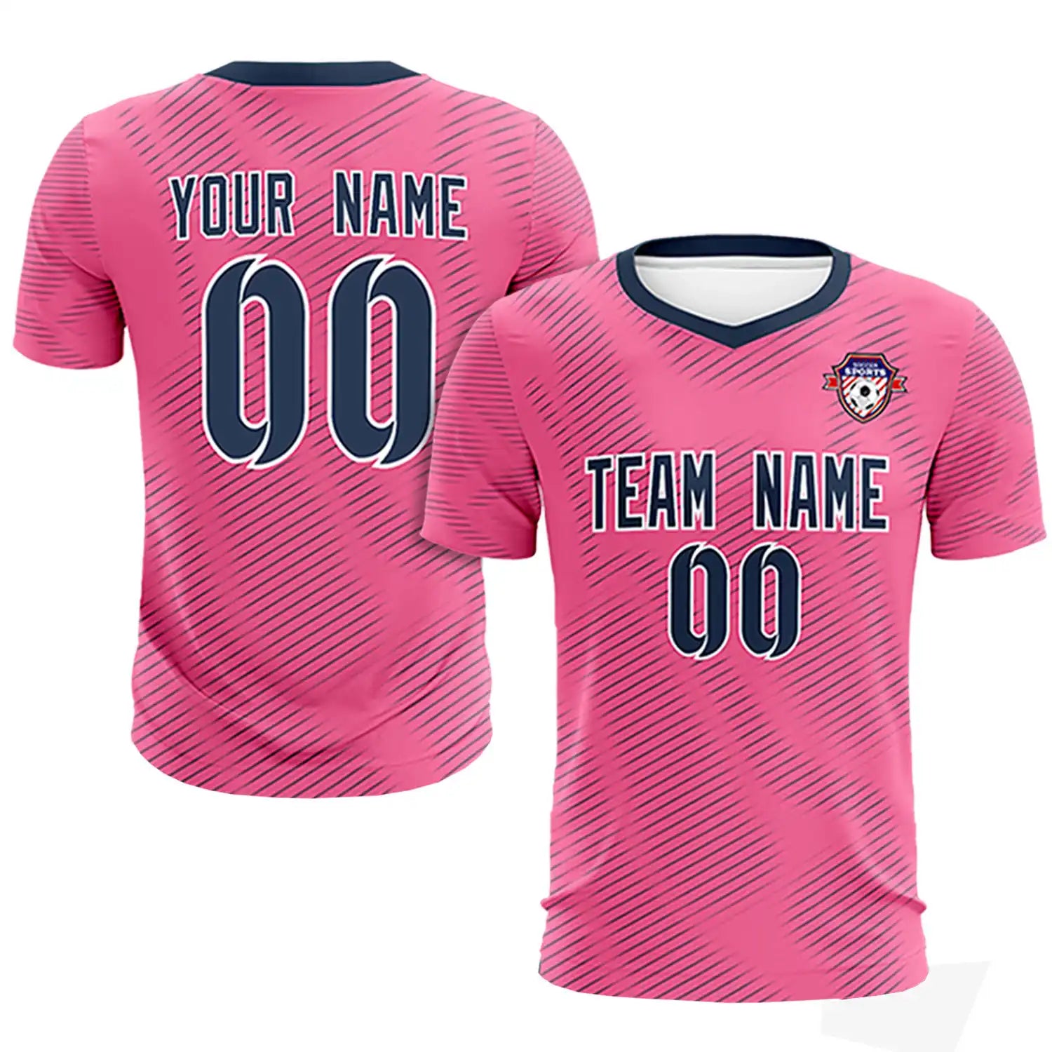 Custom Pink Navy Training Uniform For Men Soccer Sets Jersey