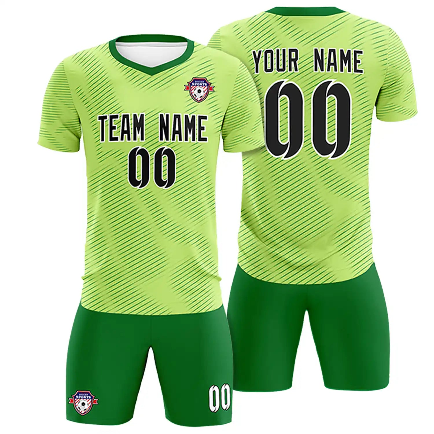 Custom Neon Green Kelly Green Training Uniform For Men Soccer Sets Jersey
