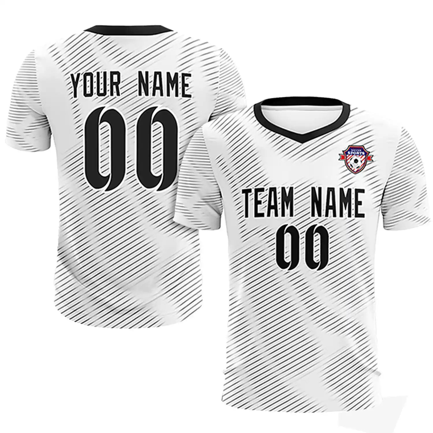 Custom White Black Training Uniform For Men Soccer Sets Jersey