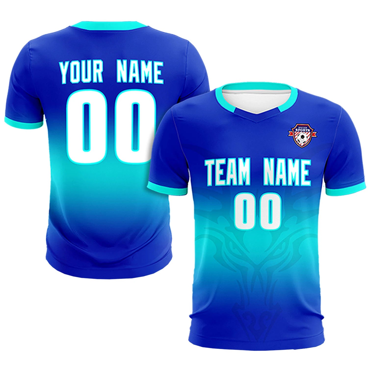 Custom Royal Blue Bright Green Soft Training Uniform Soccer Sets Jersey