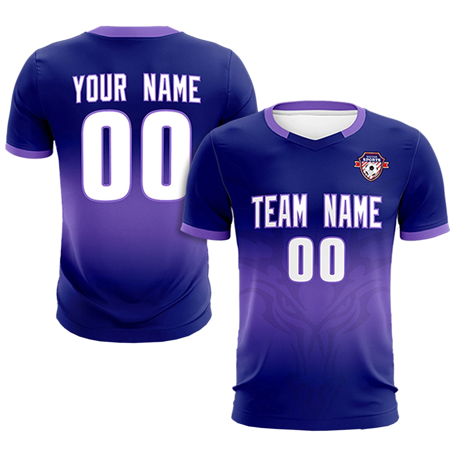 Custom Navy Light Purple Soft Training Uniform Soccer Sets Jersey