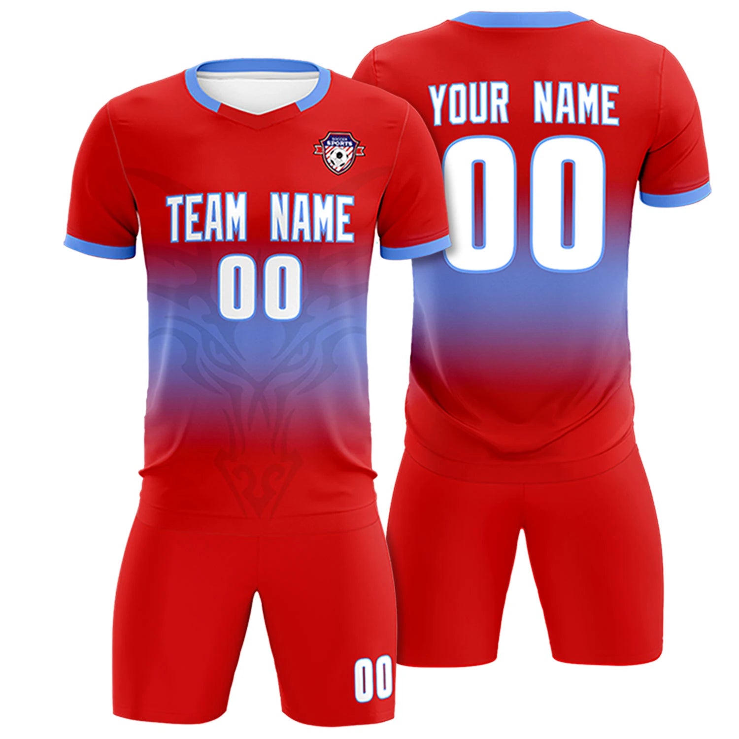 Custom Red Light Purple Soft Training Uniform Soccer Sets Jersey