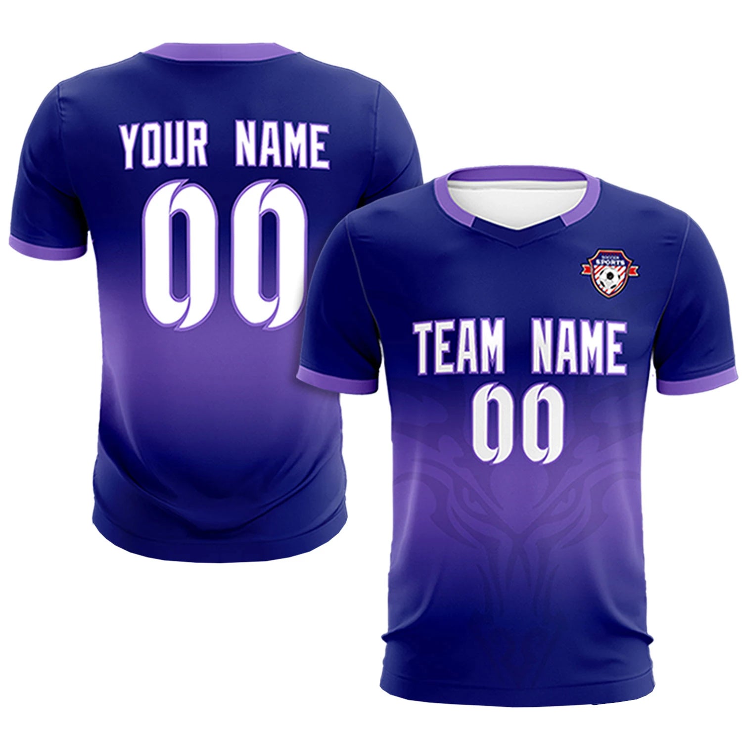 Custom Navy Light Purple Soft Training Uniform Soccer Sets Jersey