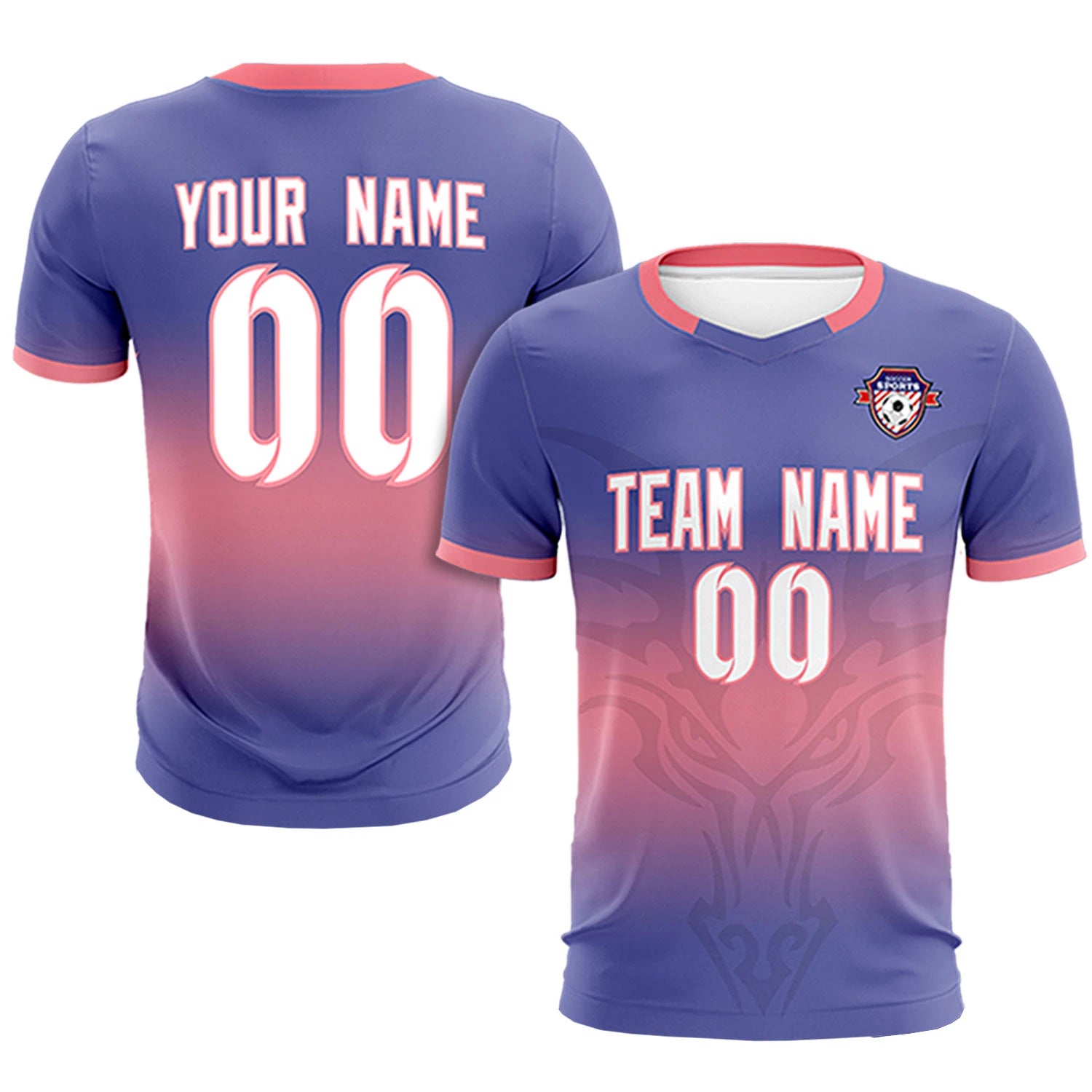 Custom Light Purple Light Red Soft Training Uniform Soccer Sets Jersey