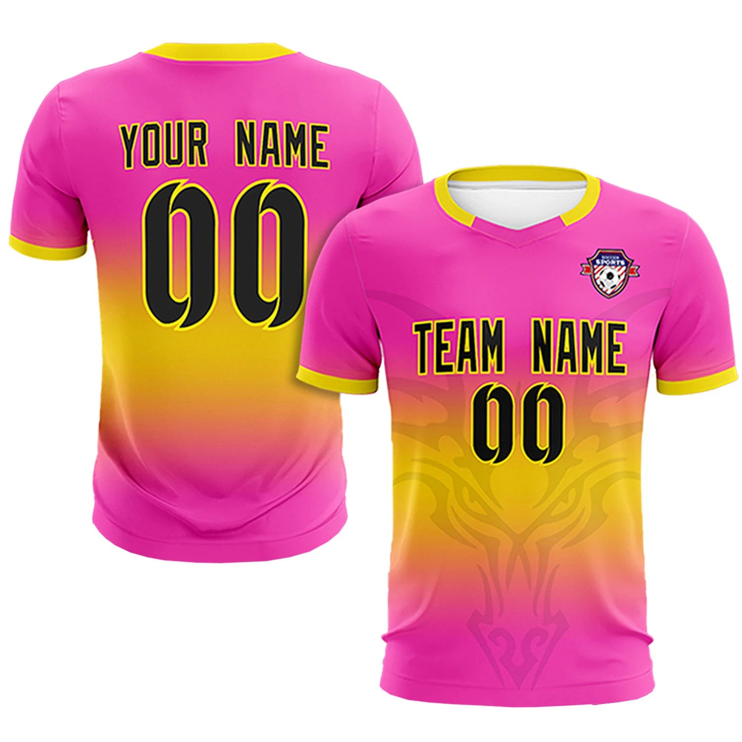 Custom Pink Yellow Soft Training Uniform Soccer Sets Jersey