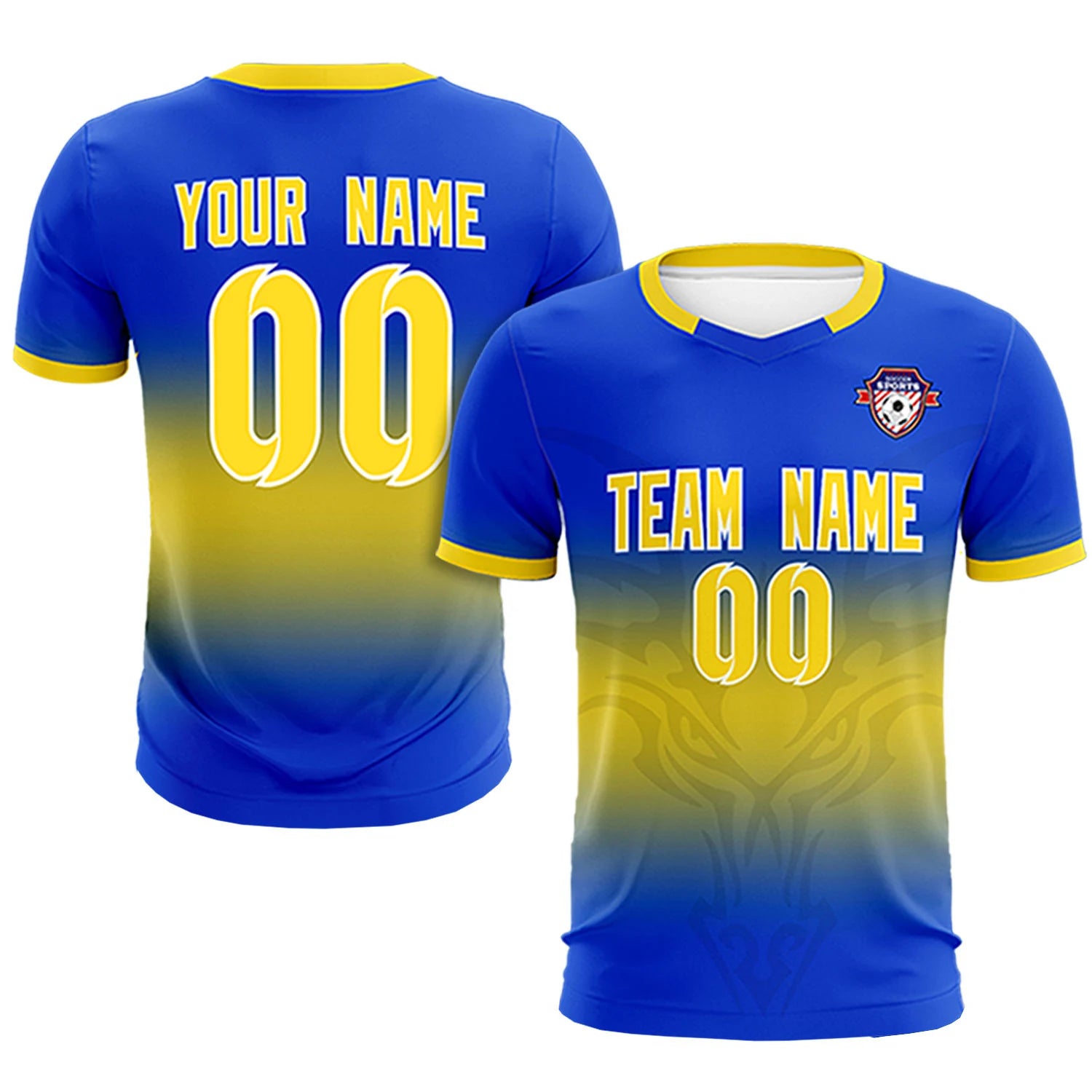 Custom Royal Blue Yellow Soft Training Uniform Soccer Sets Jersey