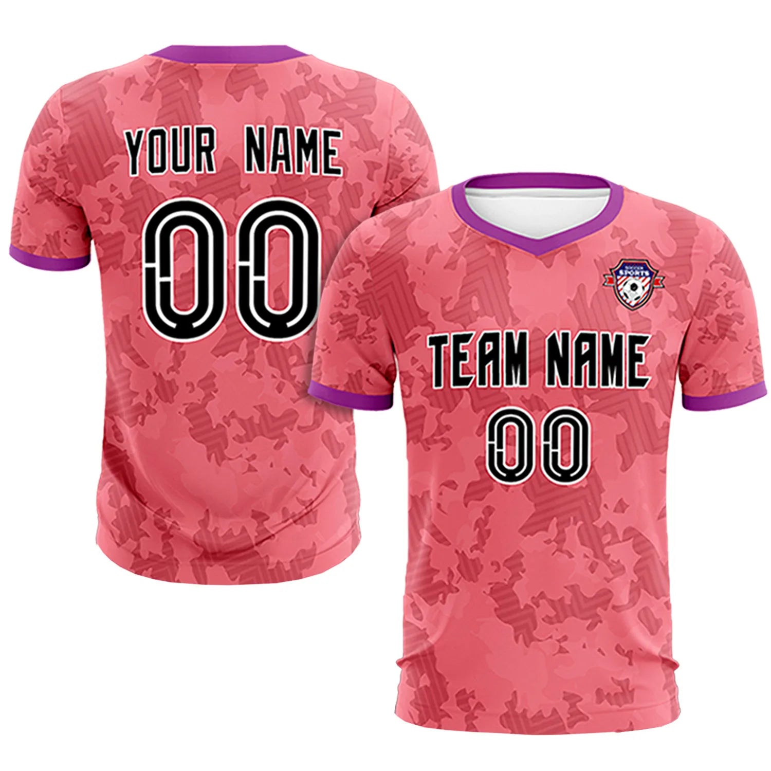 Custom Light Red-Black Printing Outdoor Breathable Soccer Sets Jersey