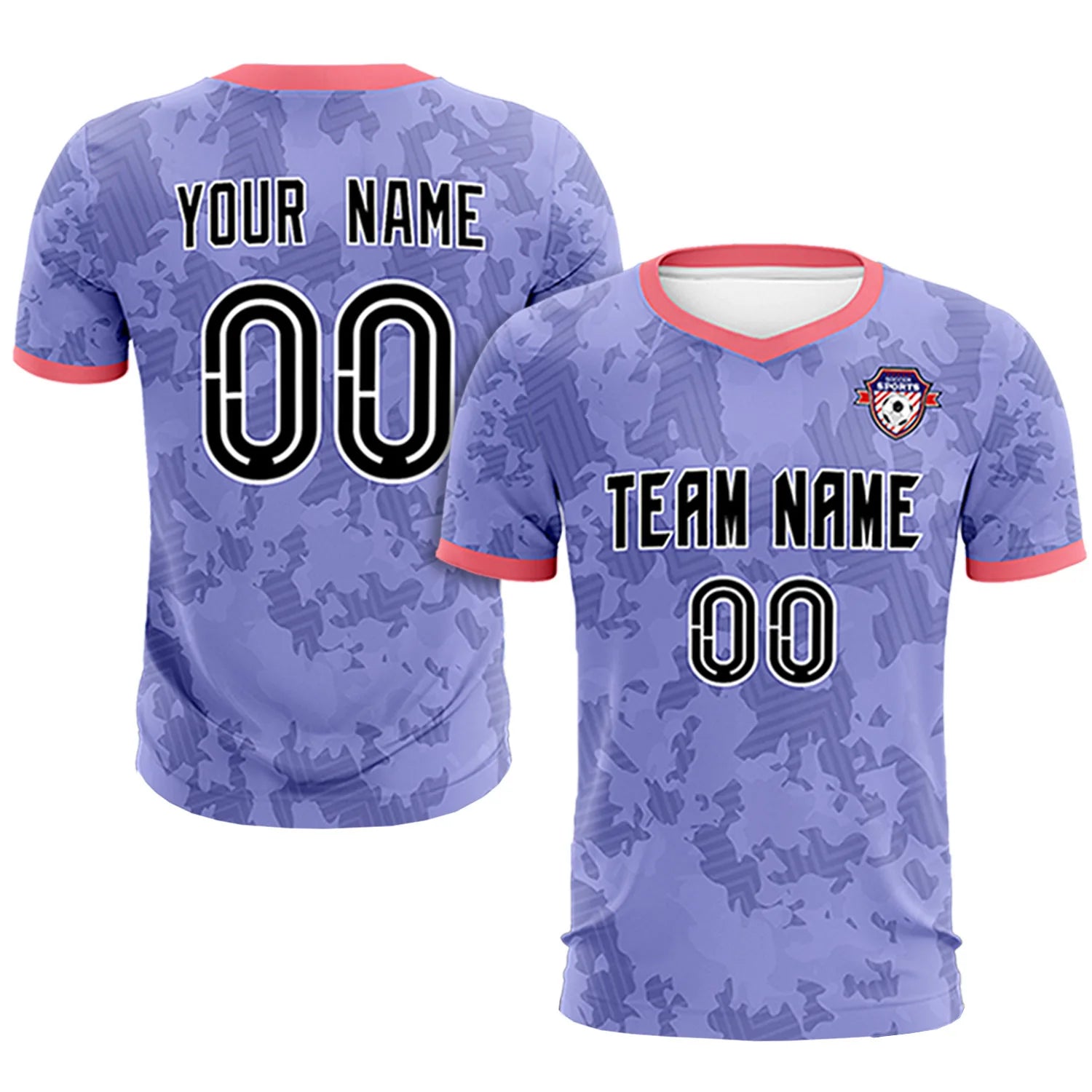 Custom Light Purple-Black Printing Outdoor Breathable Soccer Sets Jersey