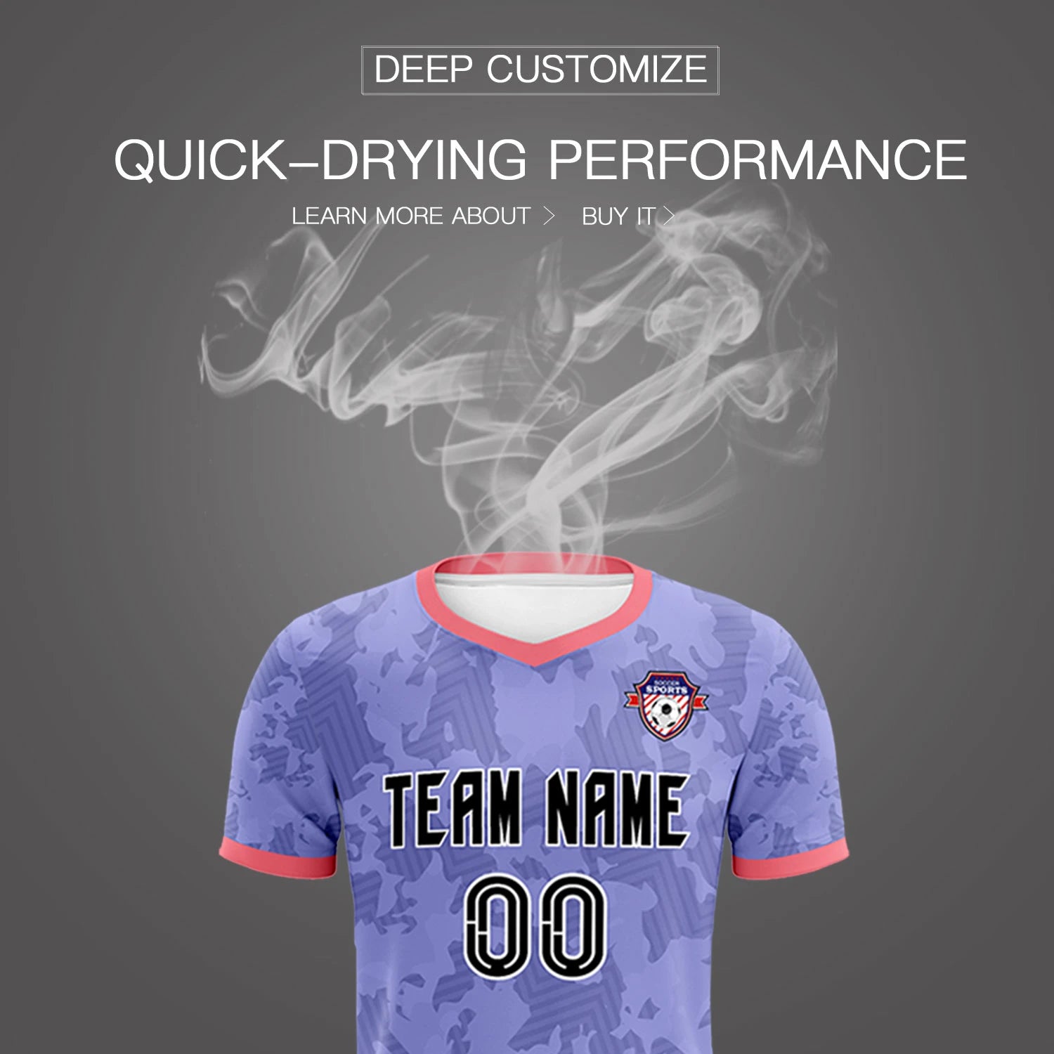 Custom Light Purple-Black Printing Outdoor Breathable Soccer Sets Jersey