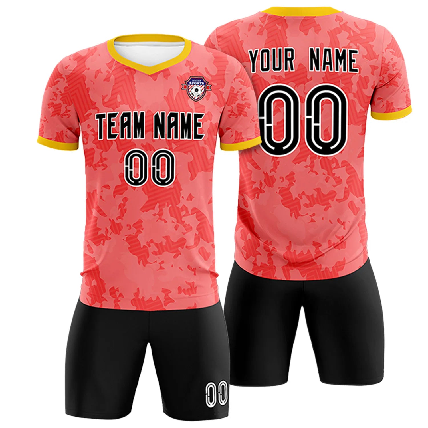 Custom Red-Black Printing Outdoor Breathable Soccer Sets Jersey