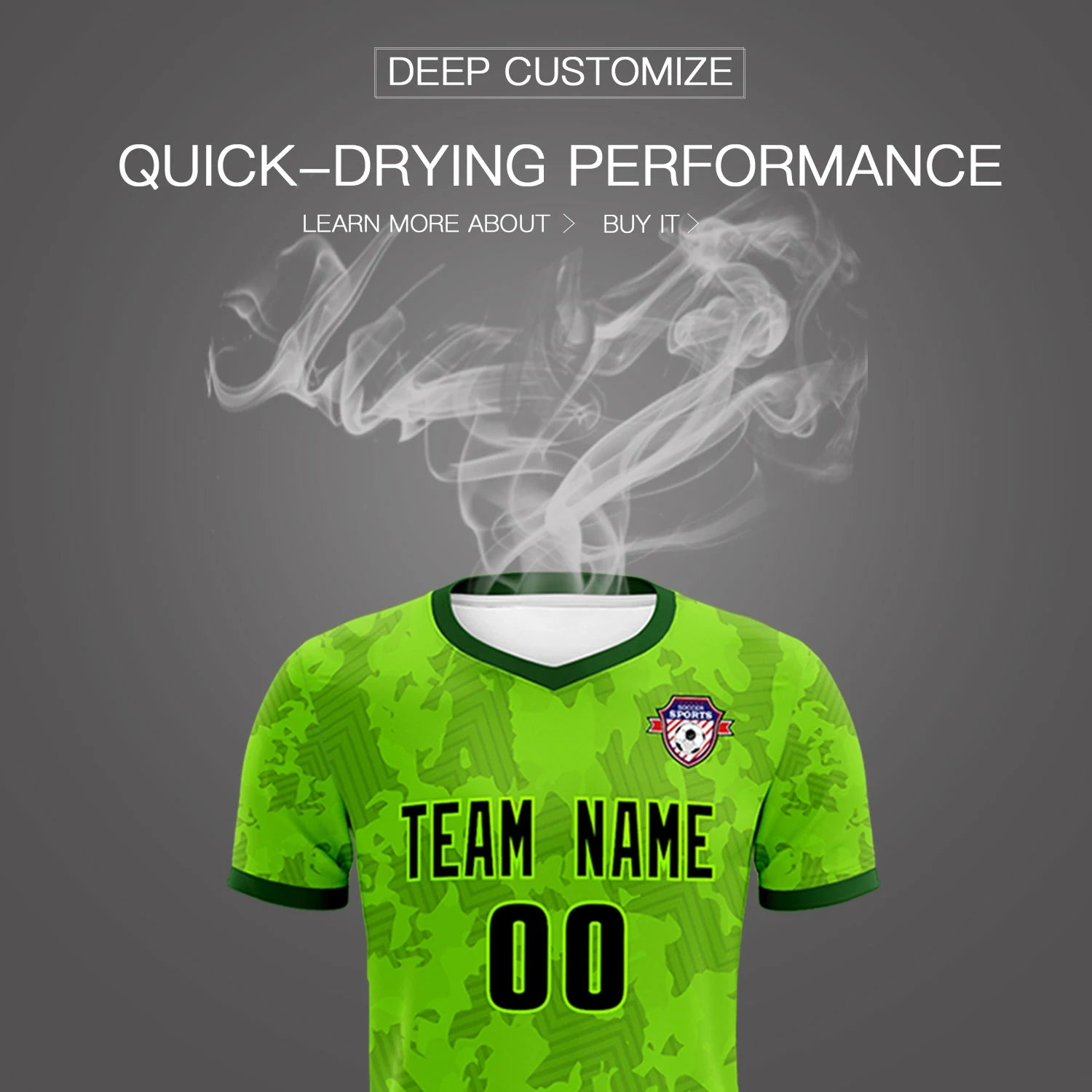 Custom Green-Black Printing Outdoor Breathable Soccer Sets Jersey