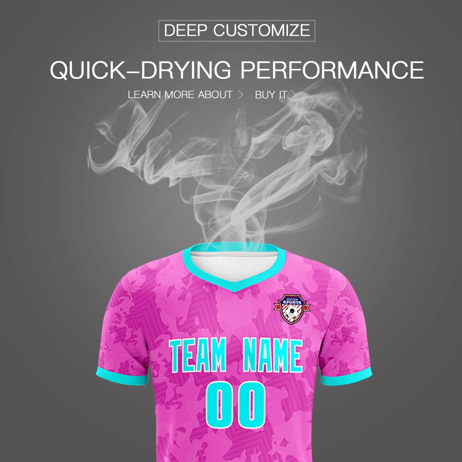 Custom Pink-Navy Printing Outdoor Breathable Soccer Sets Jersey