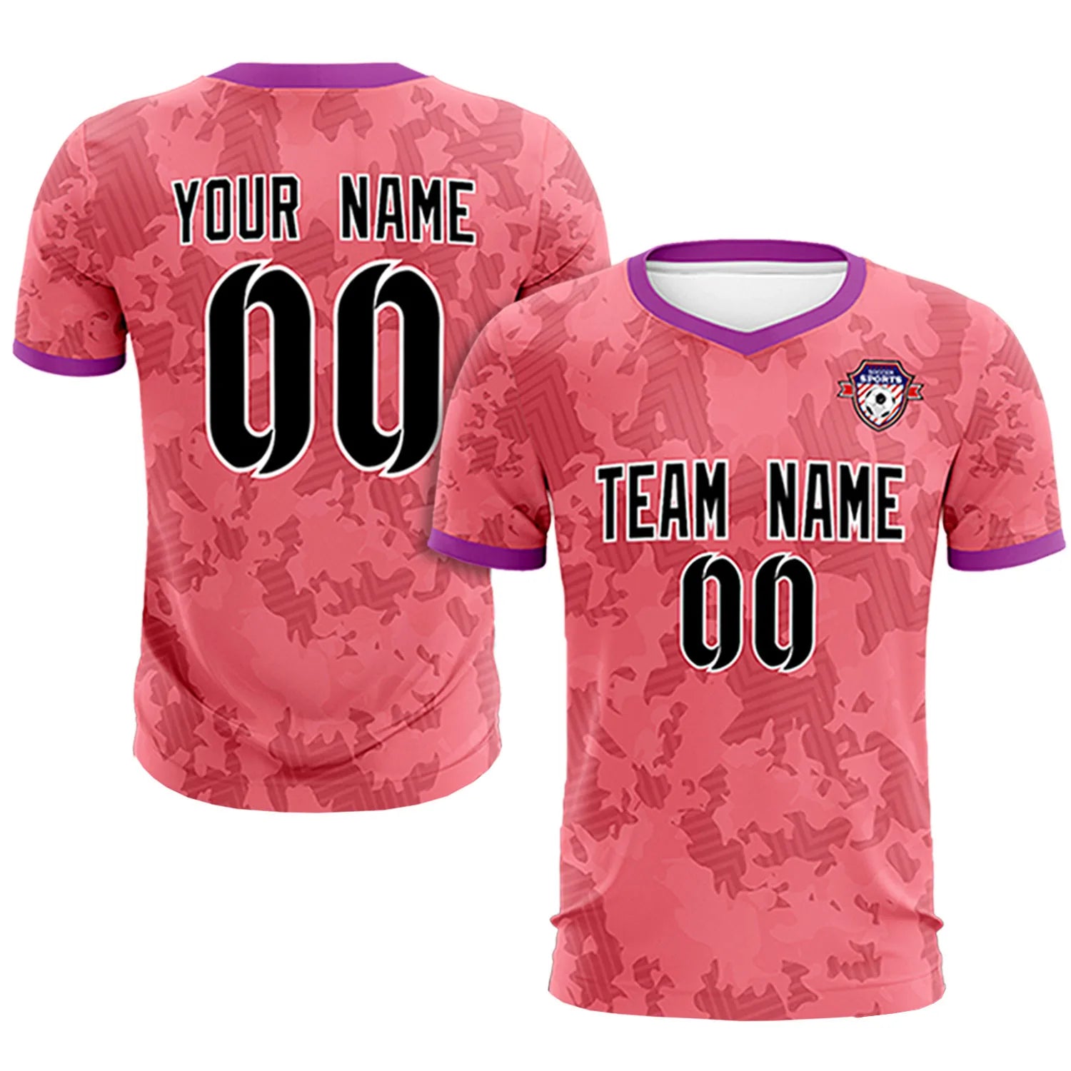 Custom Light Red-Black Printing Outdoor Breathable Soccer Sets Jersey