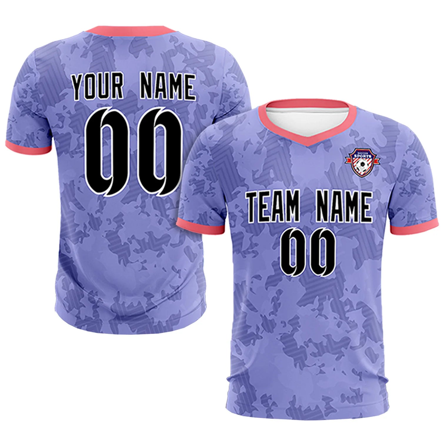 Custom Light Purple-Black Printing Outdoor Breathable Soccer Sets Jersey