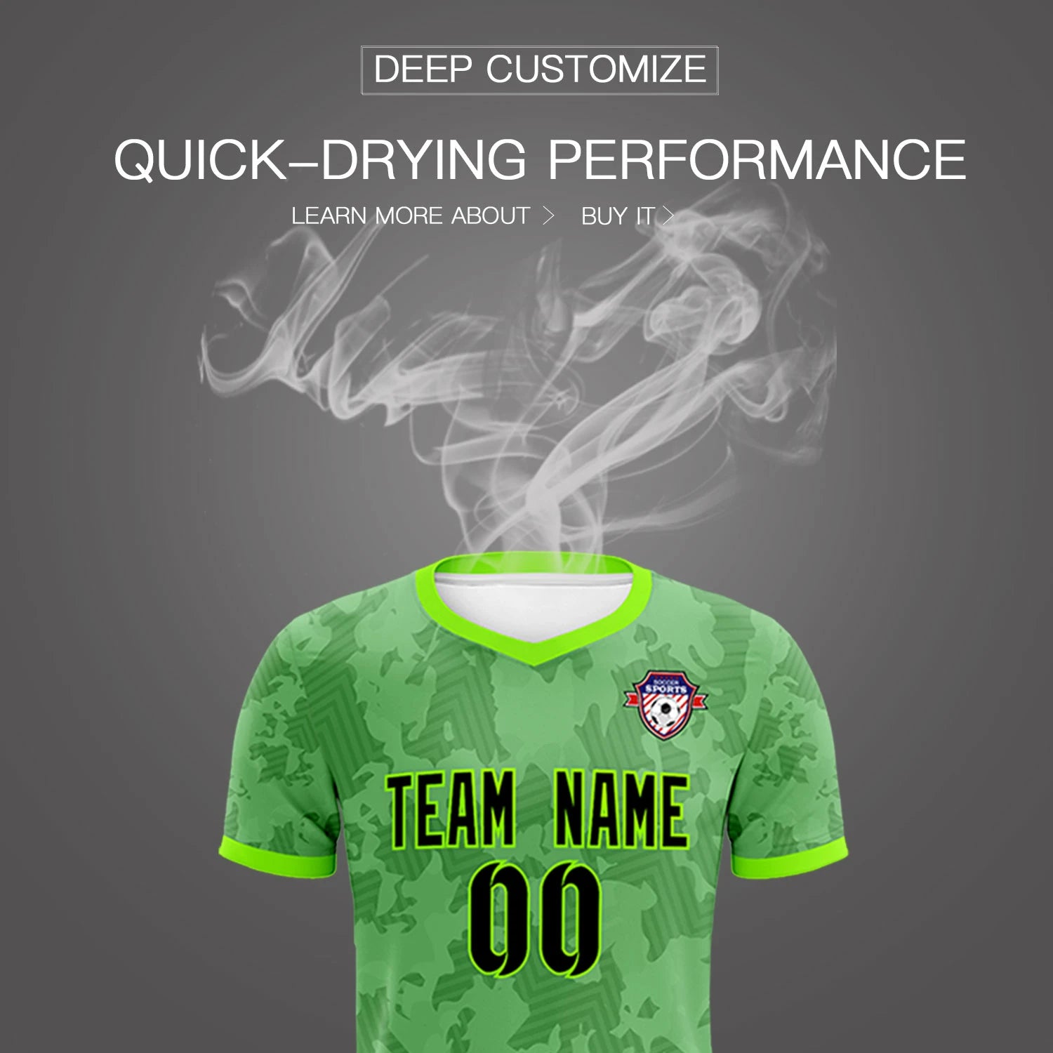 Custom Neon Green-Black Printing Outdoor Breathable Soccer Sets Jersey
