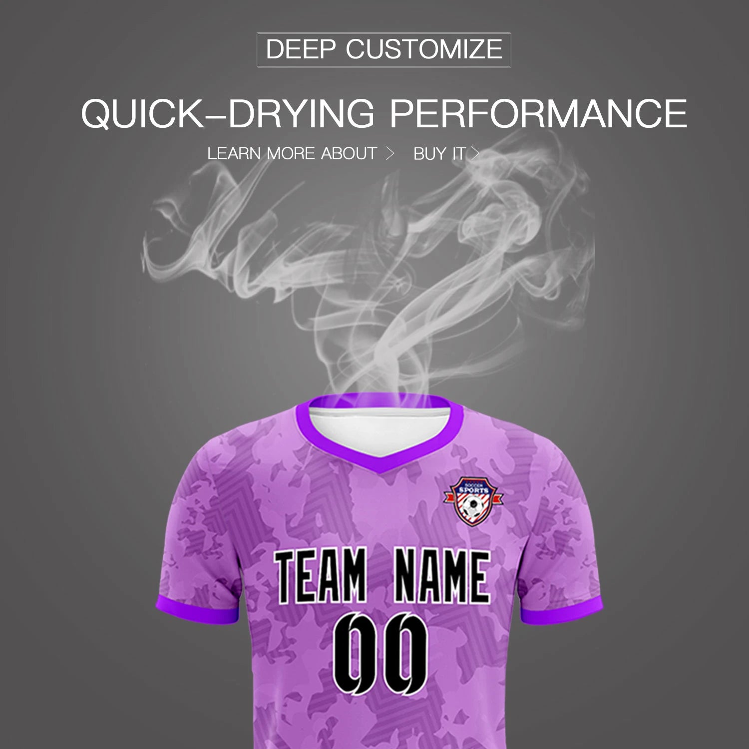 Custom Light Purple-Black Printing Outdoor Breathable Soccer Sets Jersey