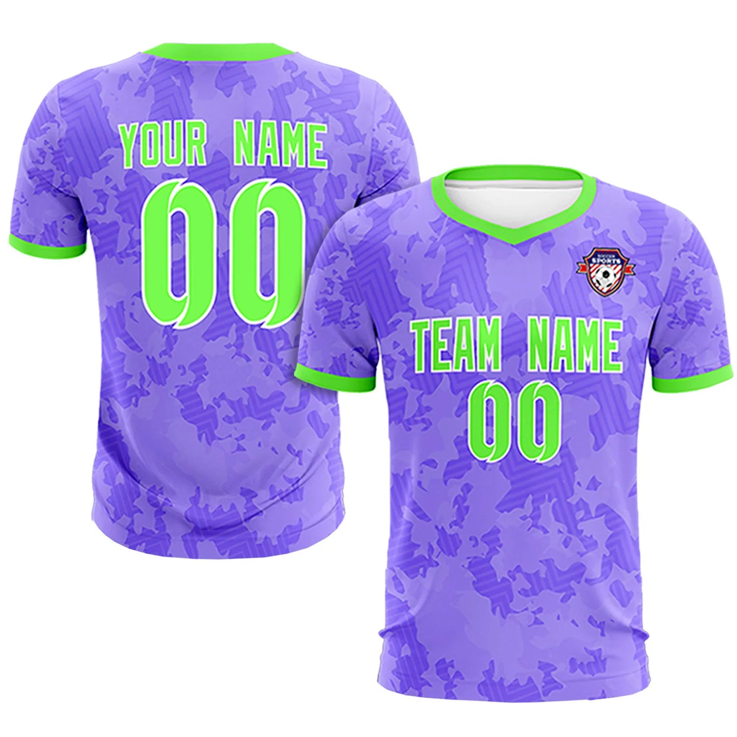 Custom Light Purple-Black Printing Outdoor Breathable Soccer Sets Jersey