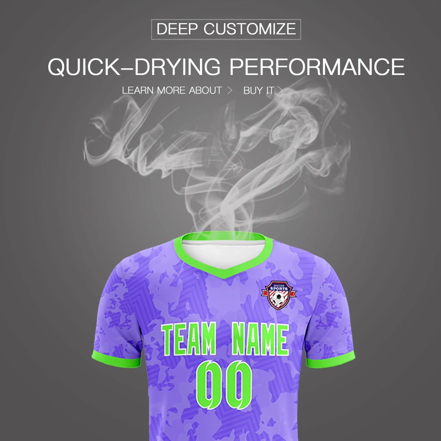 Custom Light Purple-Black Printing Outdoor Breathable Soccer Sets Jersey