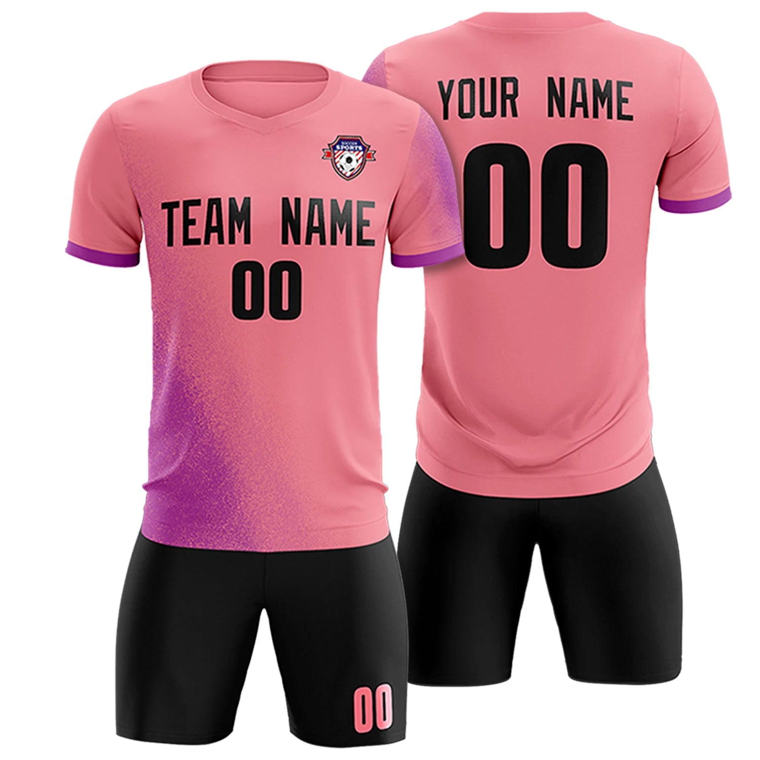 Custom Light Red Light Purple Outdoor Sport Soccer Sets Jersey