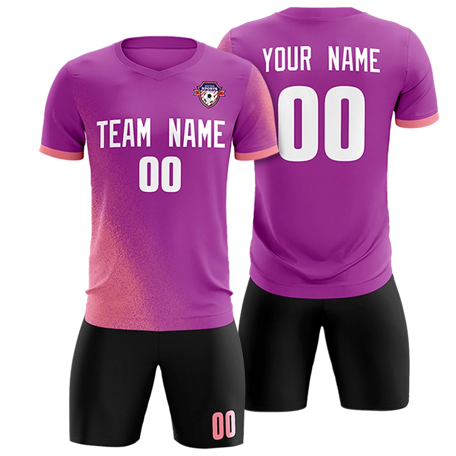 Custom Light Purple Light Red Outdoor Sport Soccer Sets Jersey