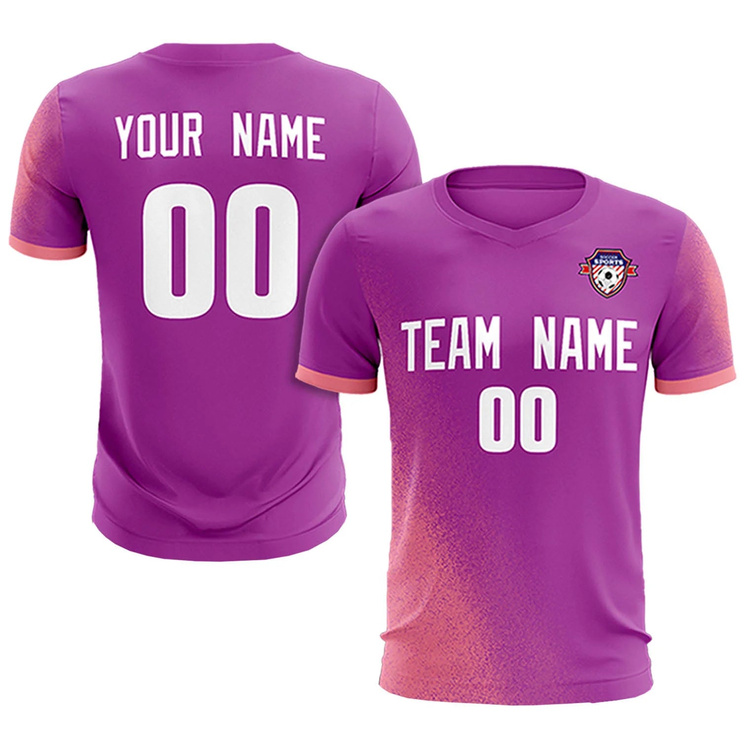 Custom Light Purple Light Red Outdoor Sport Soccer Sets Jersey
