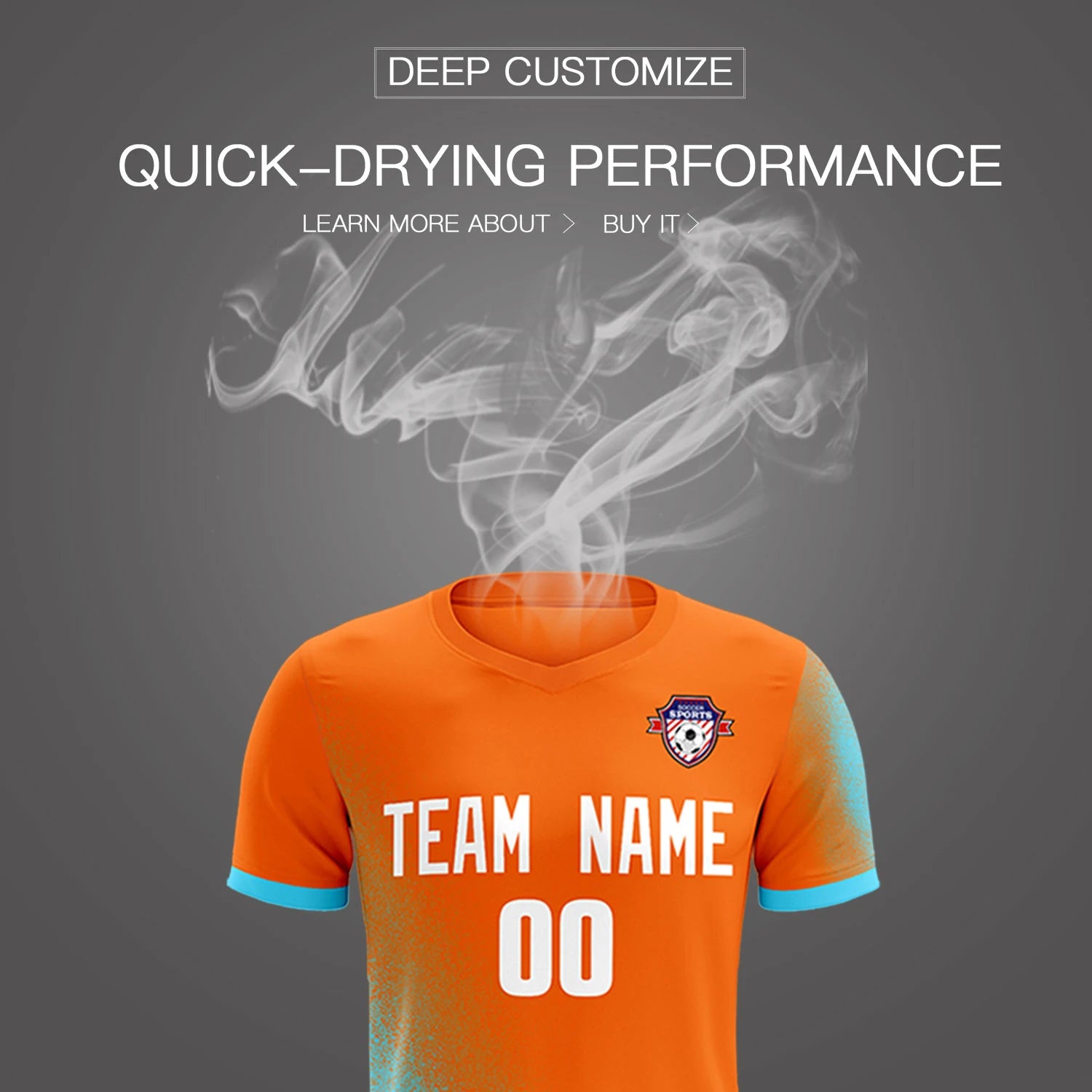Custom Orange Sky Blue Outdoor Sport Soccer Sets Jersey