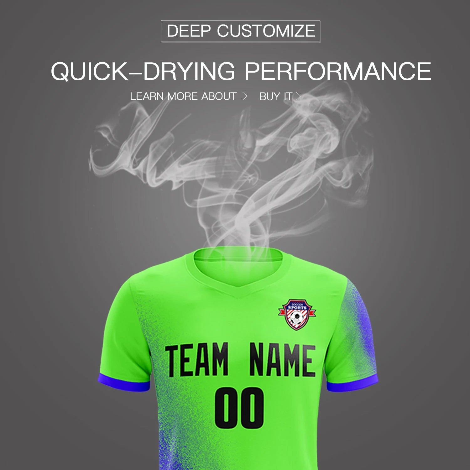 Custom Neon Green Royal Blue Outdoor Sport Soccer Sets Jersey
