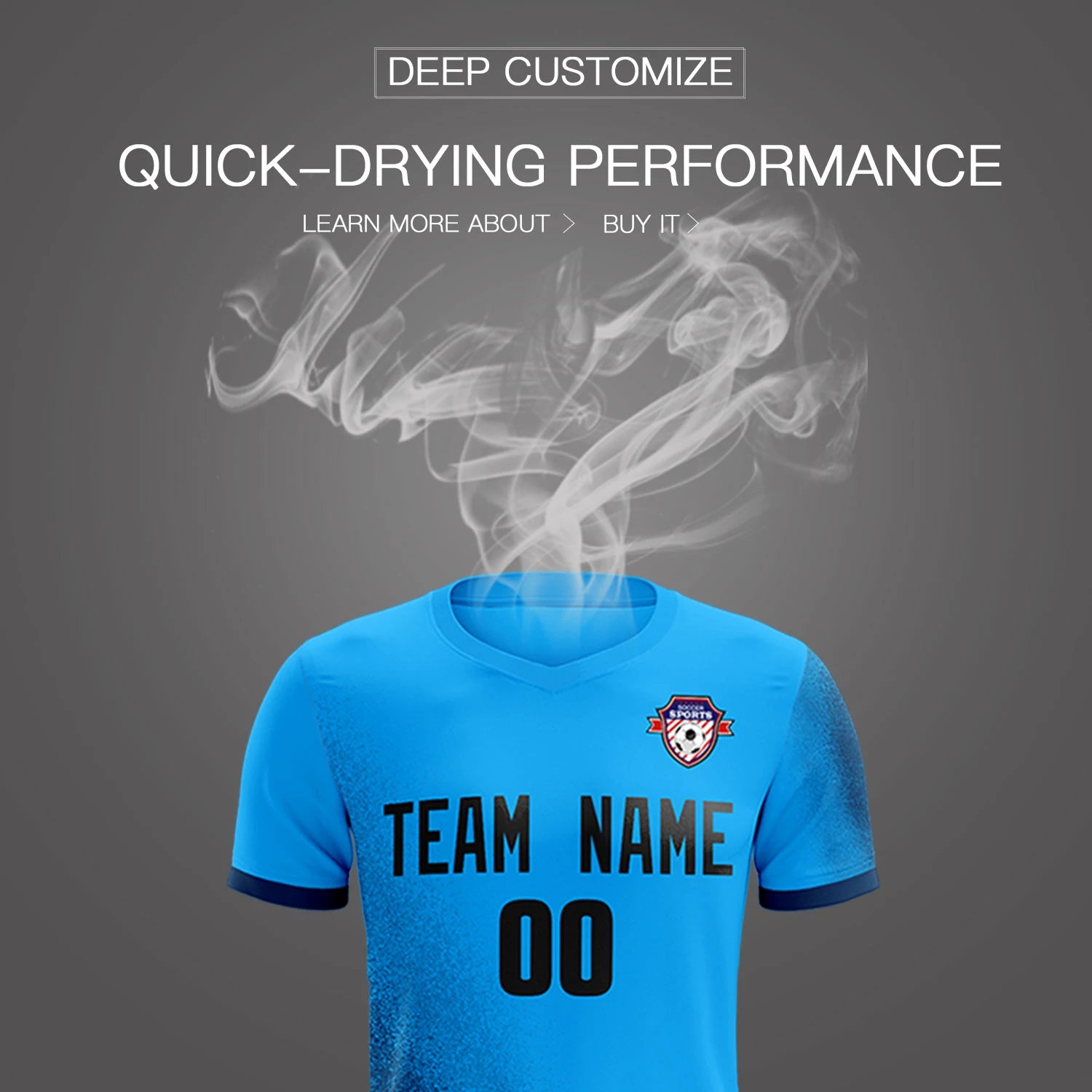 Custom Powder Blue Navy Outdoor Sport Soccer Sets Jersey