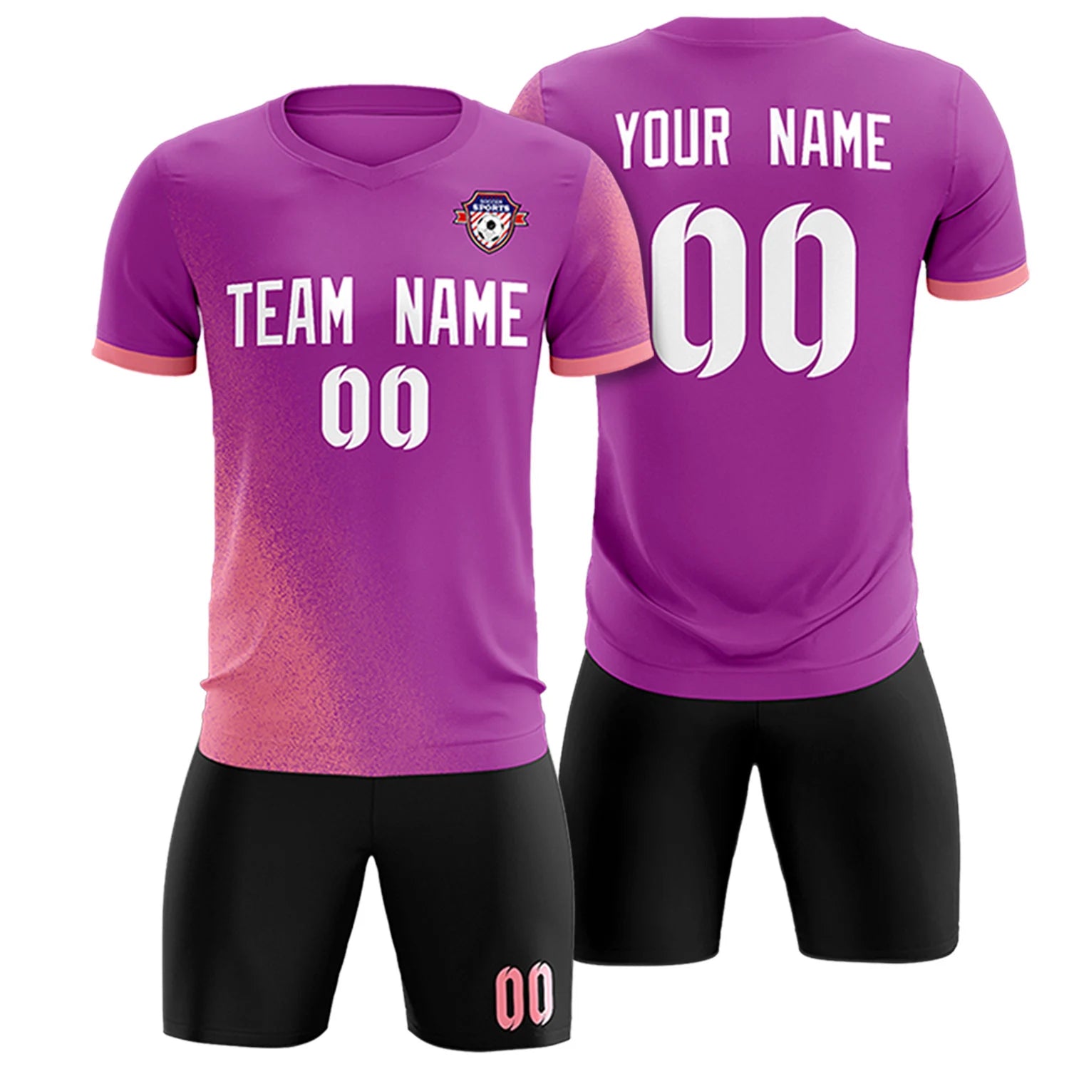 Custom Light Purple Light Red Outdoor Sport Soccer Sets Jersey