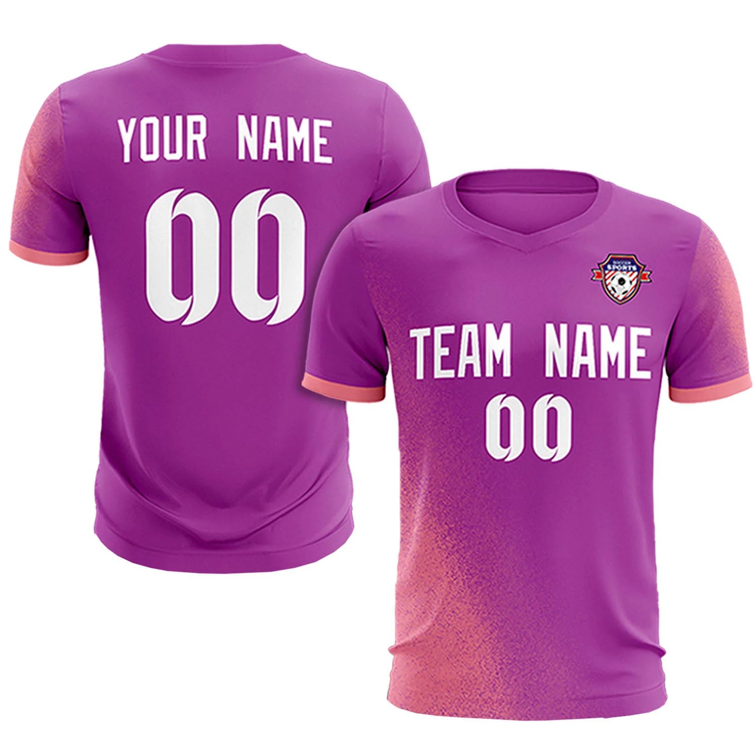 Custom Light Purple Light Red Outdoor Sport Soccer Sets Jersey