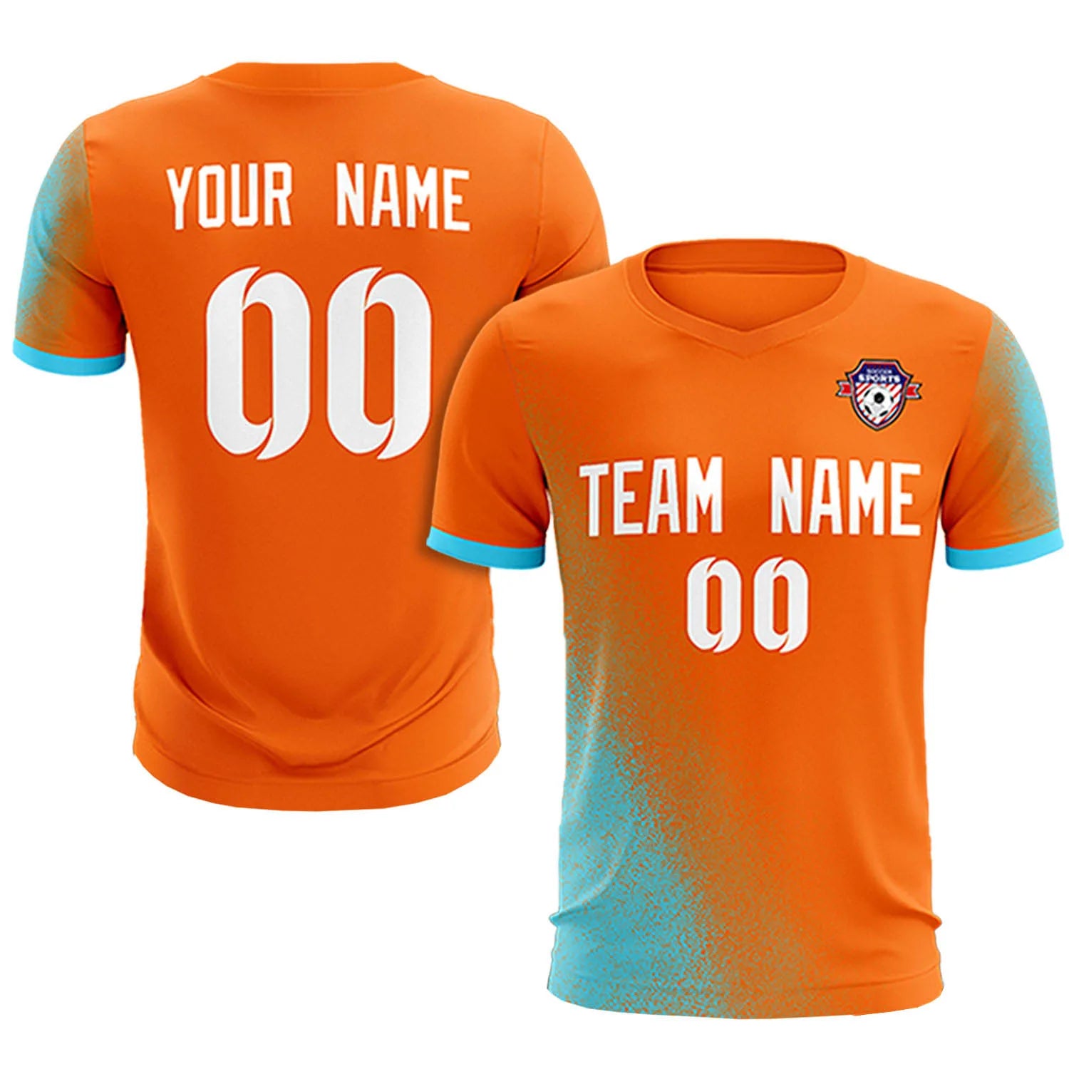 Custom Orange Sky Blue Outdoor Sport Soccer Sets Jersey