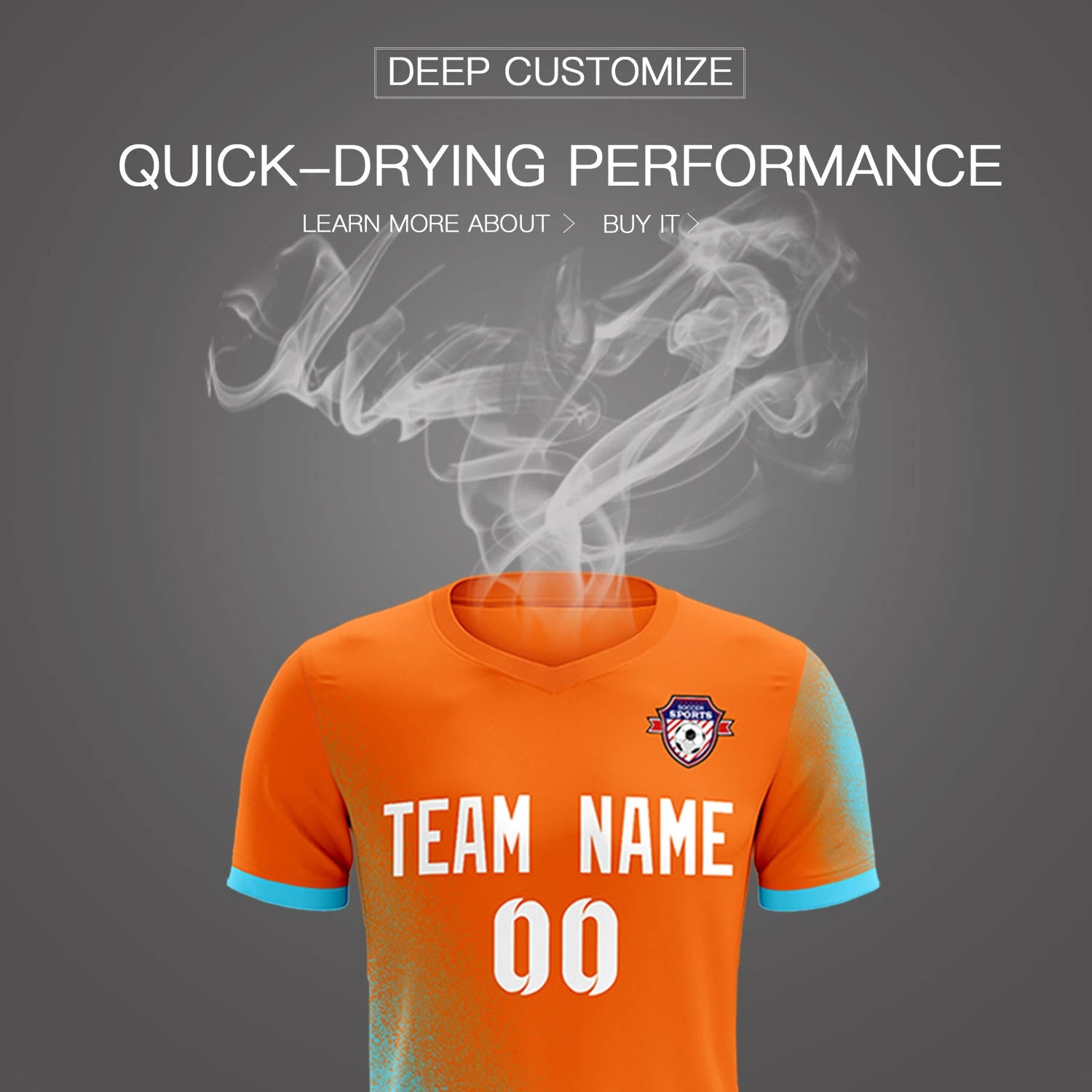 Custom Orange Sky Blue Outdoor Sport Soccer Sets Jersey