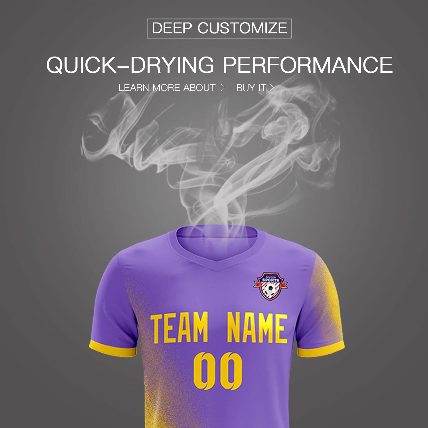 Custom Light Purple Gold01 Outdoor Sport Soccer Sets Jersey