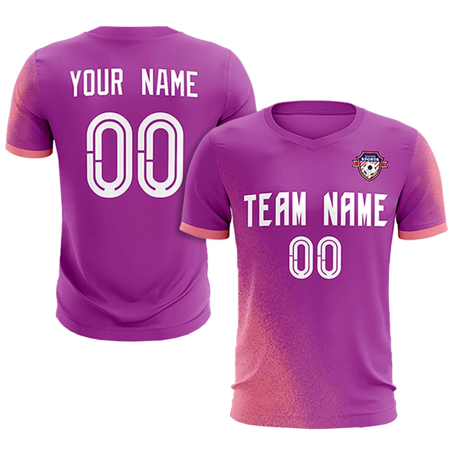 Custom Light Purple Light Red Outdoor Sport Soccer Sets Jersey