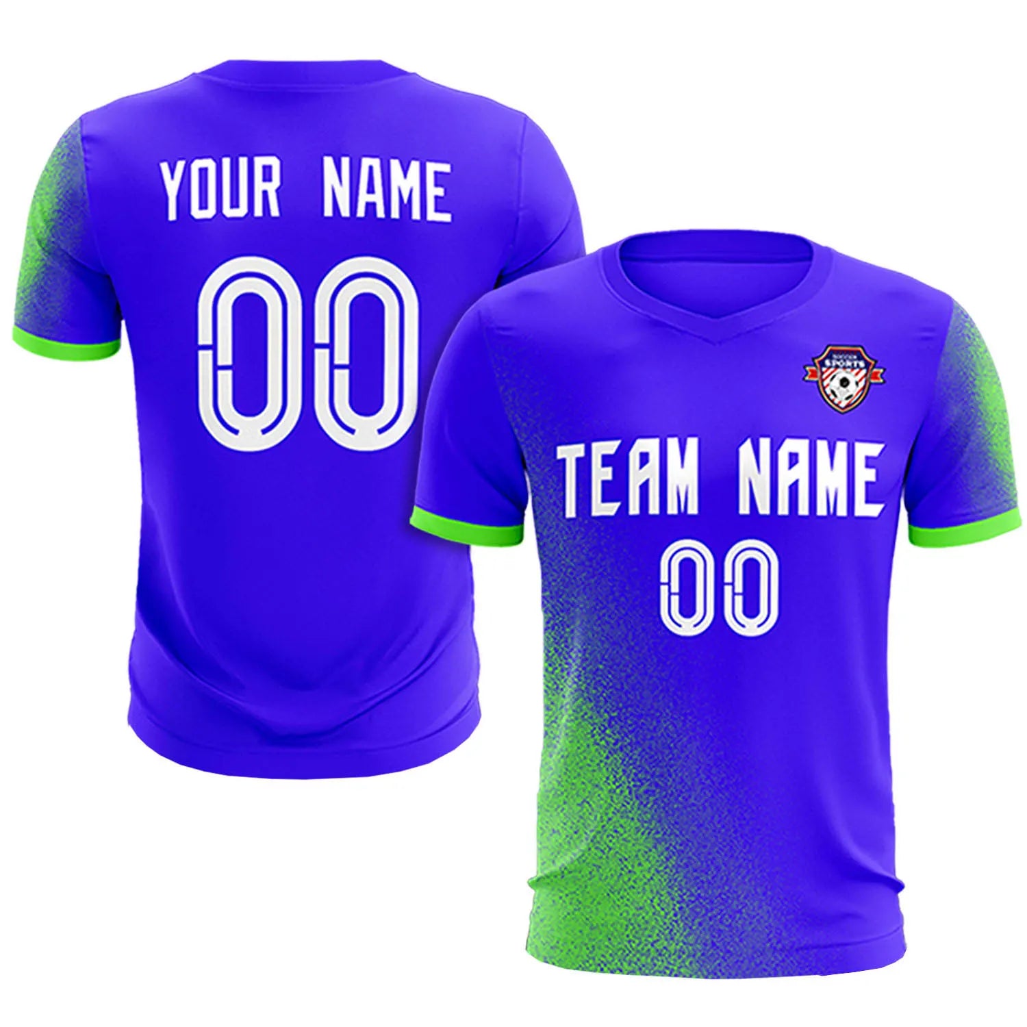 Custom Royal Blue Neon Green Outdoor Sport Soccer Sets Jersey