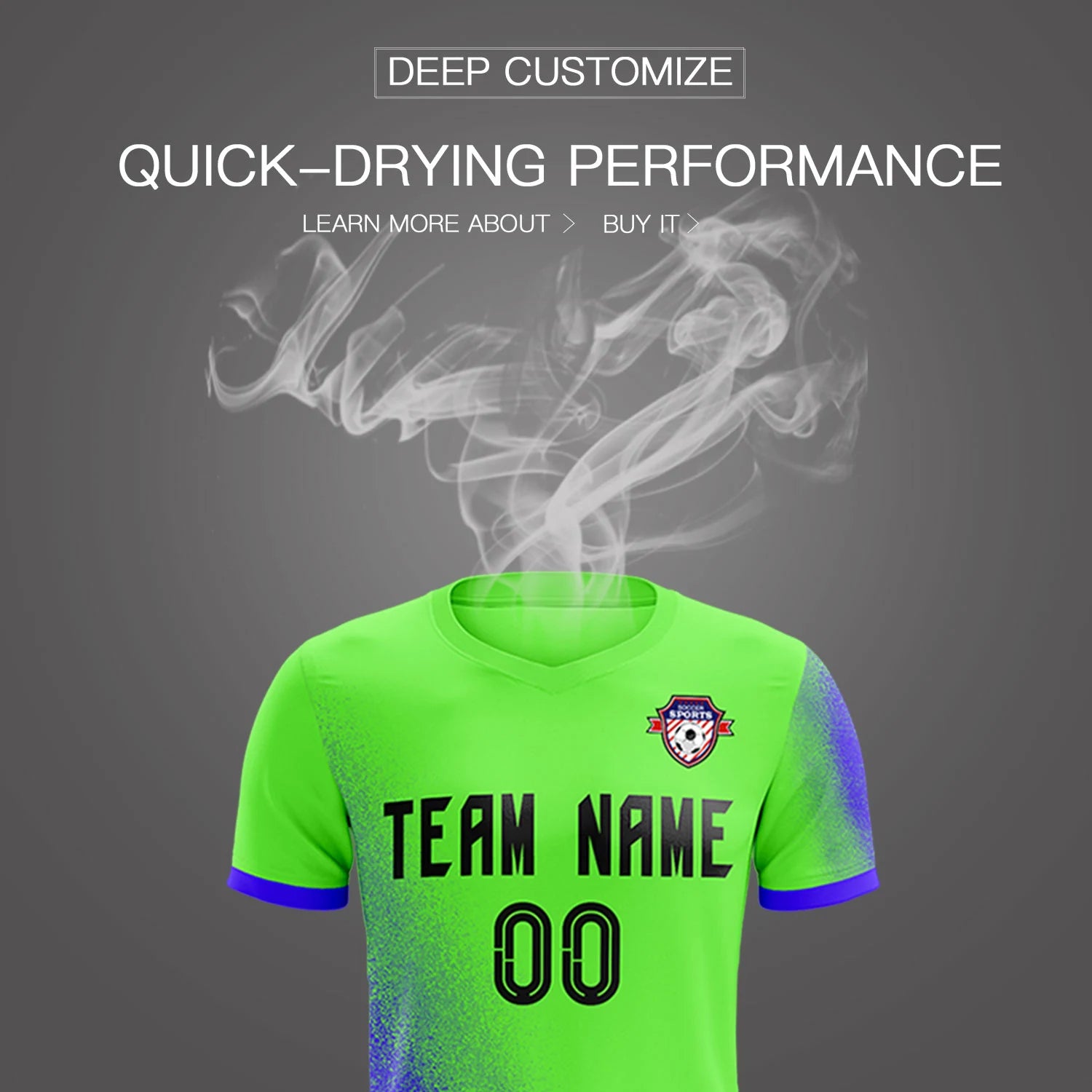 Custom Neon Green Royal Blue Outdoor Sport Soccer Sets Jersey
