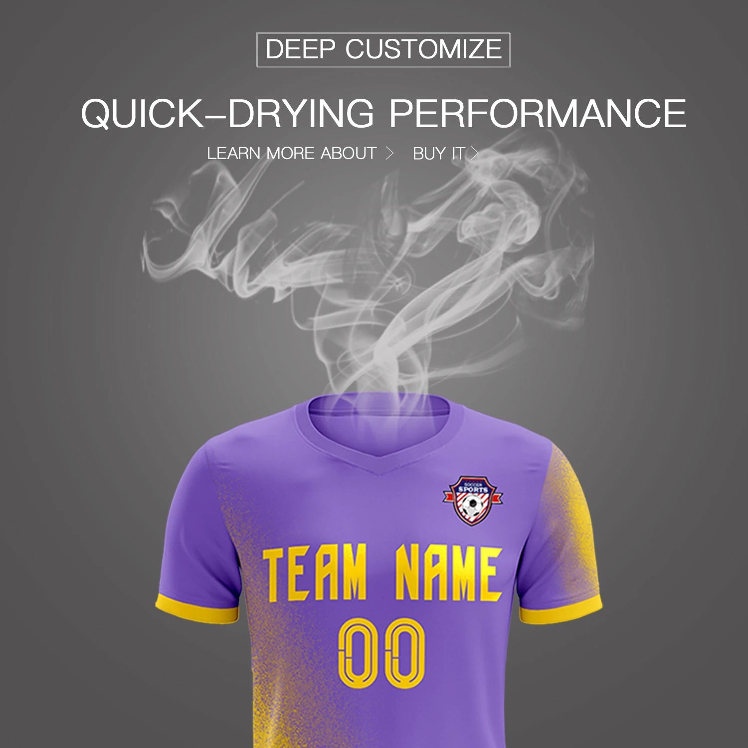 Custom Light Purple Gold01 Outdoor Sport Soccer Sets Jersey