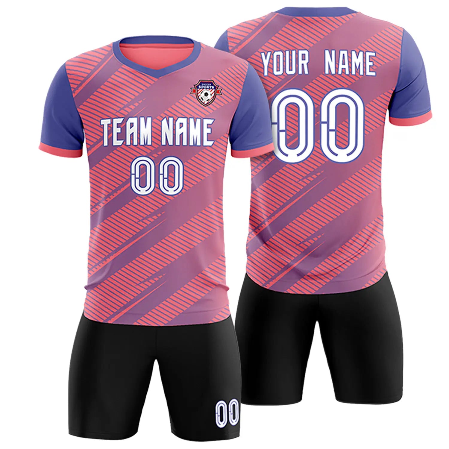 Custom Light Red Light Purple Casual Sport Soccer Sets Jersey