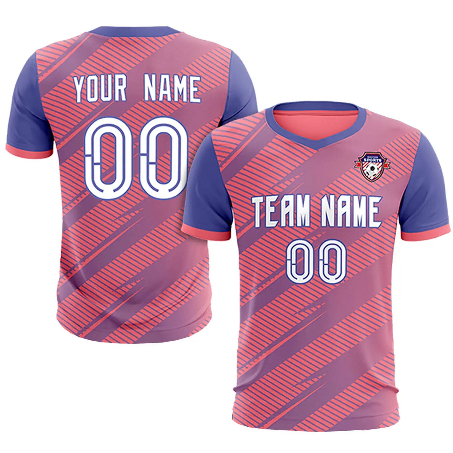 Custom Light Red Light Purple Casual Sport Soccer Sets Jersey