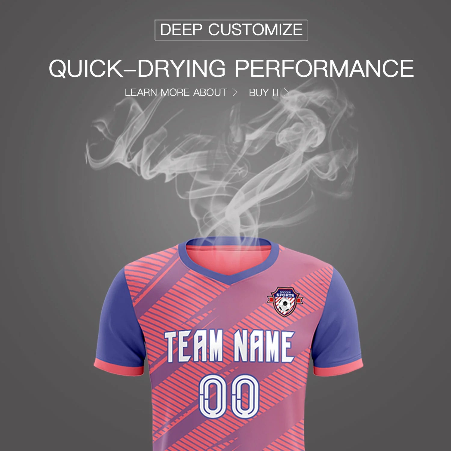 Custom Light Red Light Purple Casual Sport Soccer Sets Jersey