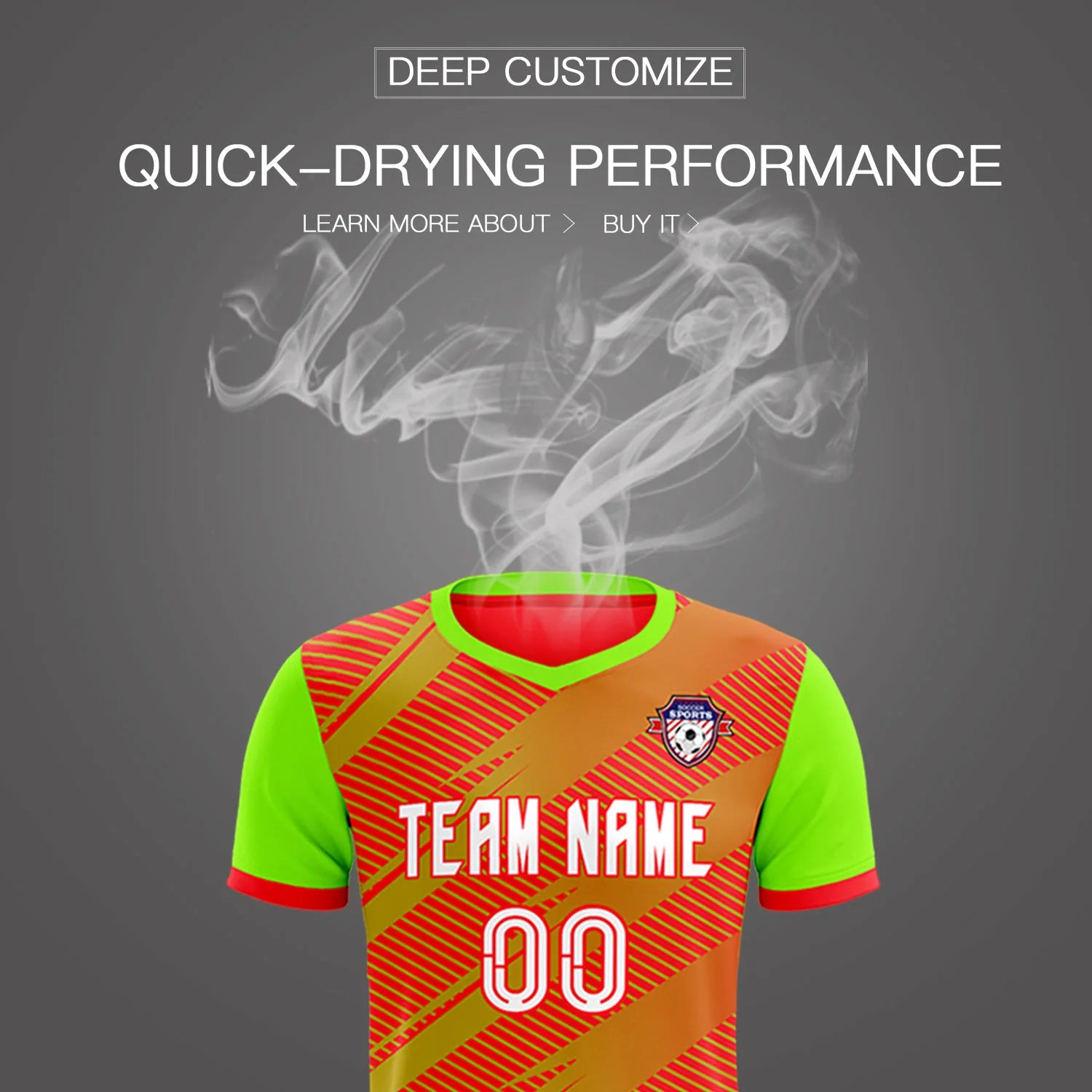 Custom Red Neon Green Casual Sport Soccer Sets Jersey