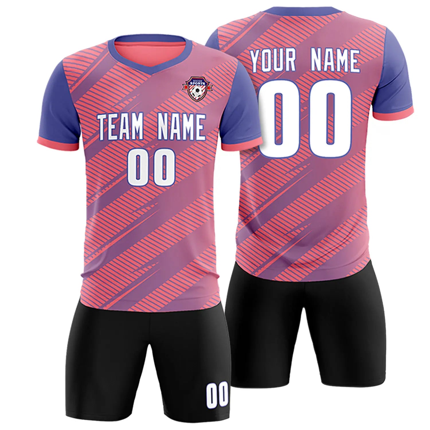 Custom Light Red Light Purple Casual Sport Soccer Sets Jersey