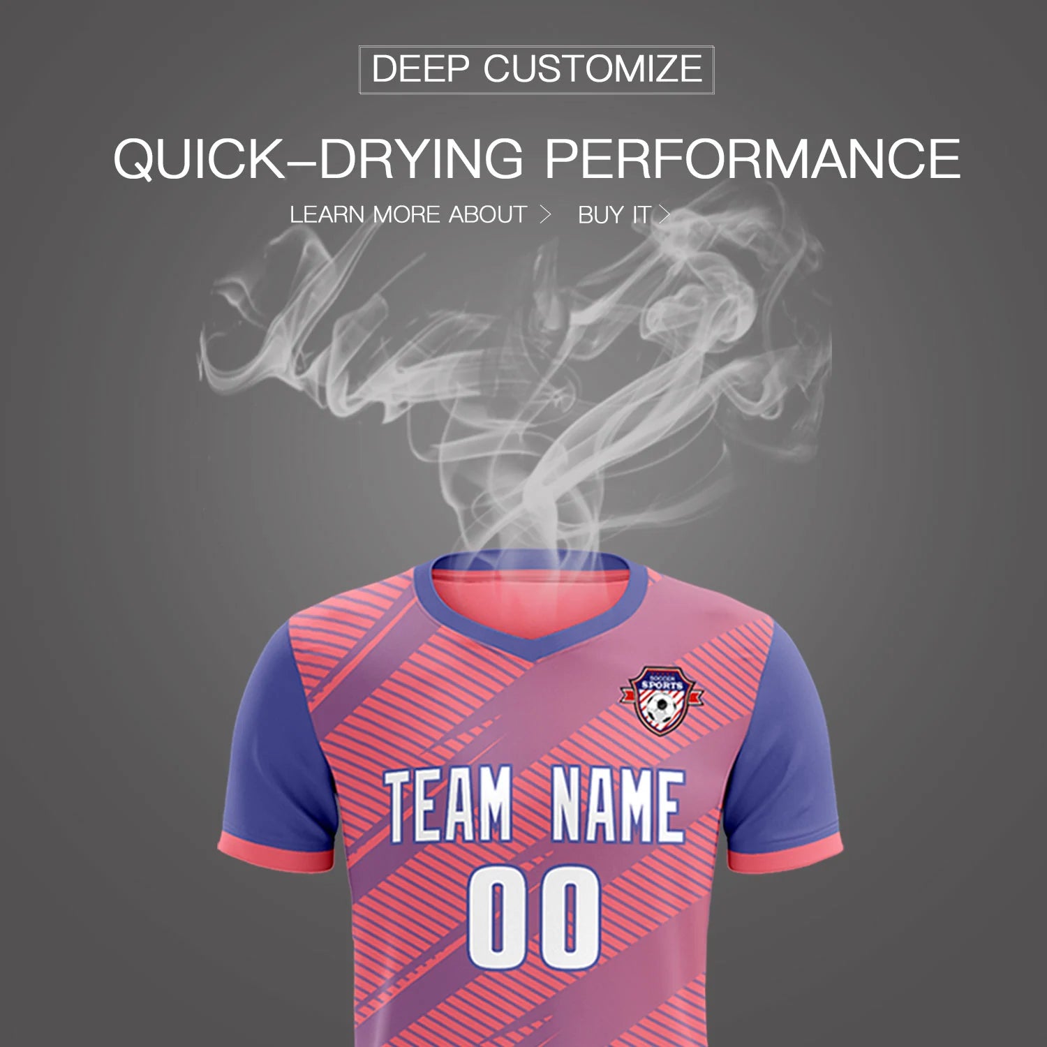 Custom Light Red Light Purple Casual Sport Soccer Sets Jersey