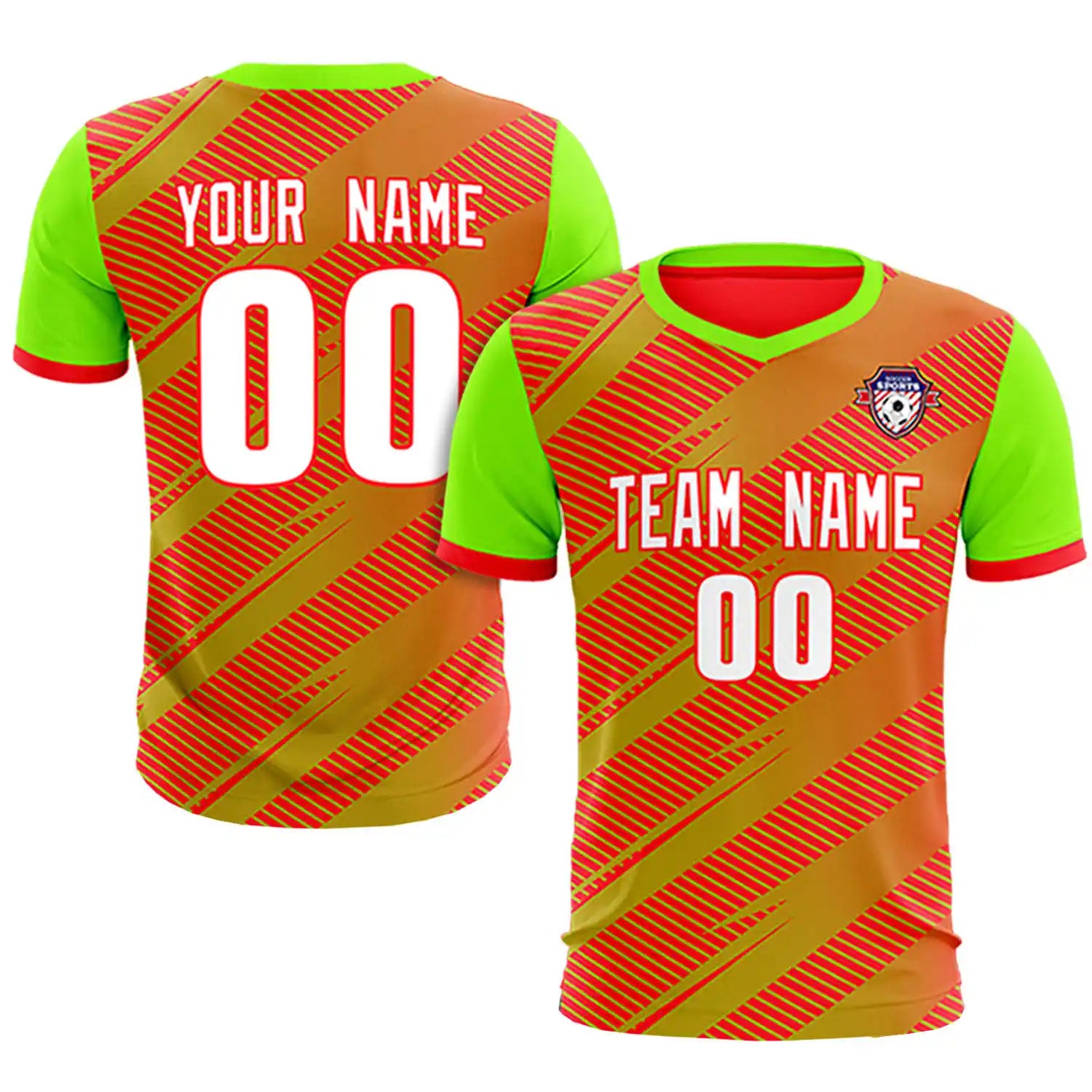 Custom Red Neon Green Casual Sport Soccer Sets Jersey