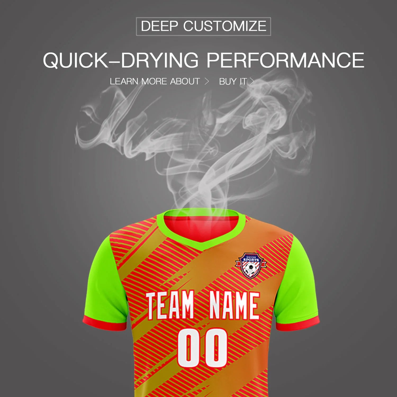Custom Red Neon Green Casual Sport Soccer Sets Jersey