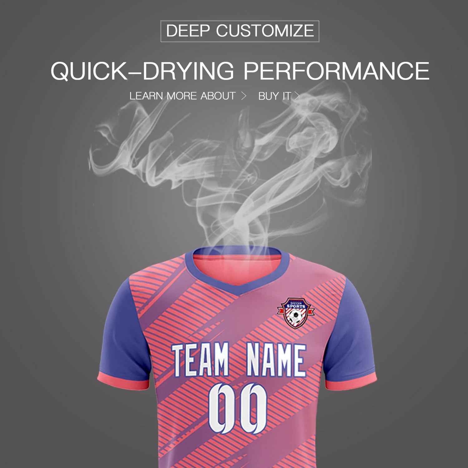 Custom Light Red Light Purple Casual Sport Soccer Sets Jersey