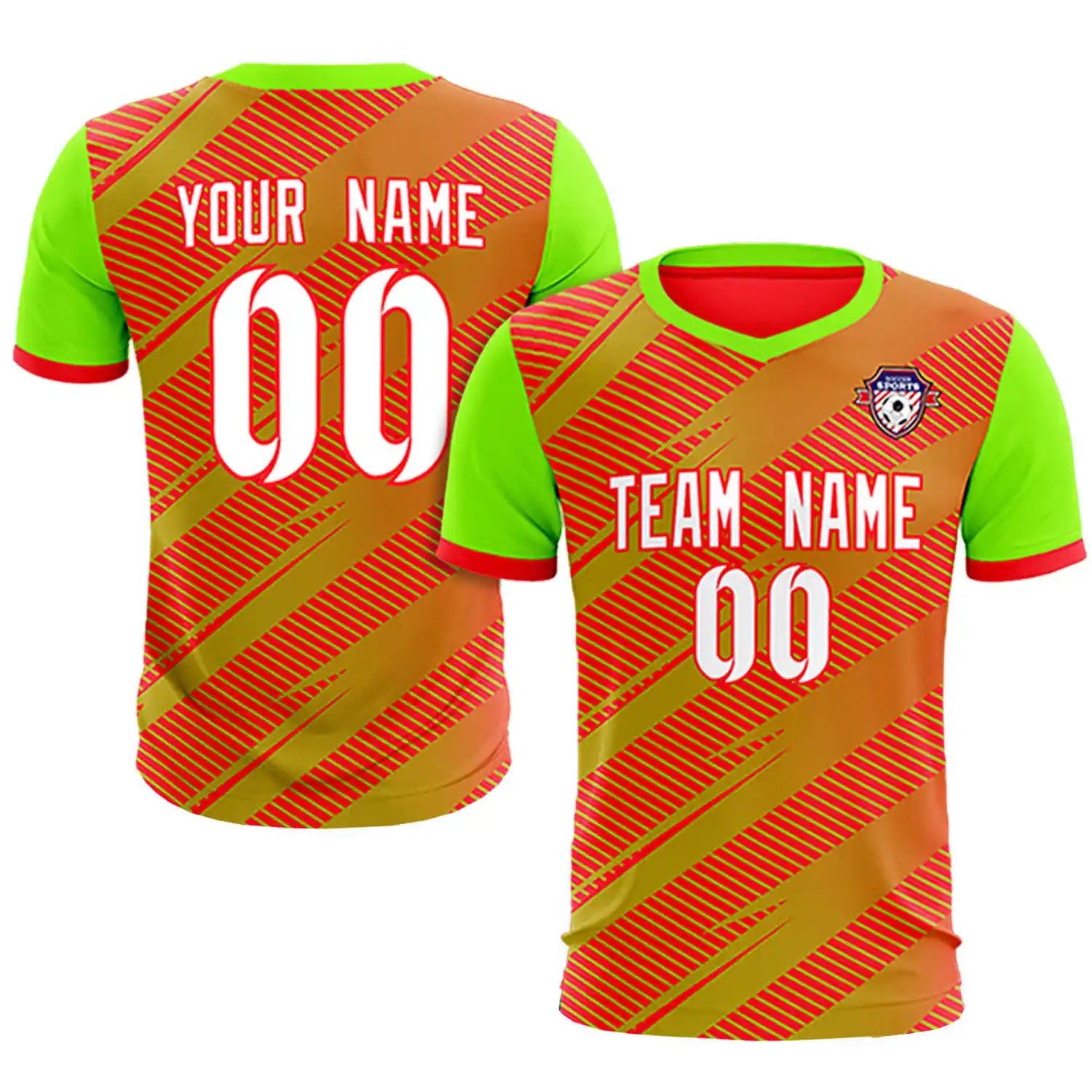 Custom Red Neon Green Casual Sport Soccer Sets Jersey